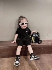 CB207-Combo 3 quần legging cộc bé gái đen hồng kẻ