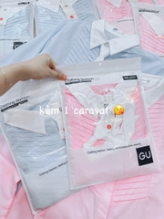 A140-Áo sơ mi nữ xếp ly chéo phối cavat rời 2 màu xanh hồng