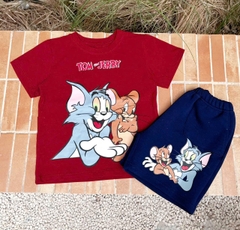 BT528- Bộ mèo Tom, đỏ đất mix quần in lụa cao cấp