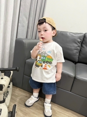 BT852-Combo 3 áo thun cộc tay cotton mềm mát họa tiết oto cho bé trai 9-23kg