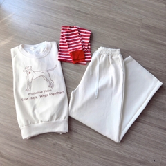 SET747- SET áo nỉ dài tay phối quần suông tặng kèm khăn rời