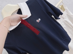 SET748- Set áo len cộc tay dệt kim phối chân váy midi trắng ngà