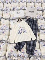 SET1080- Bộ mặc nhà áo cotton phối quần kẻ bo ống