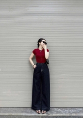 Quan038- quần jeans suông đậm chạy chỉ chất mềm tuí sau