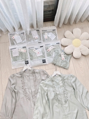 A136-Áo sơ mi nữ voan tơ bèo cổ 2 màu xanh xám