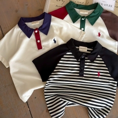 CB3427- combo 3 áo polo thêu G.Â.U chất cotton phối cổ