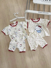 Cb342- Combo 2 bộ legging viền hello kitty bé trái chất cotton
