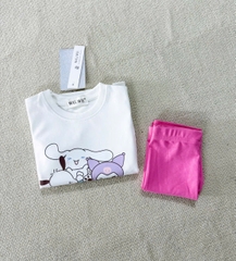 BT461- Bộ áo cotton cute mix kèm legging hồng bé gái
