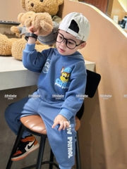 Bt705- Bộ nỉ bông xanh biển có mũ CỨU HỘ hoạ tiết in