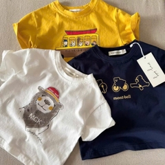 CB400-Combo 4 áo thun cộc tay gấu 4 màu vàng than trắng kẻ