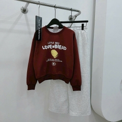 Set832- Set áo nỉ đỏ phối quần suông xám