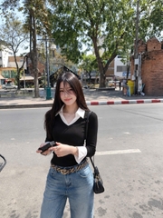 A728- Áo thun díp dài tay phối cổ sơmi