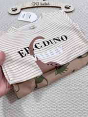 CB379-Combo 2 bộ thun dài tay KHỦNG LONG NÂU bé trai