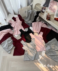 SET921- Set mặc nhà áo sát nách phối quần short 4 màu vải cotton mát