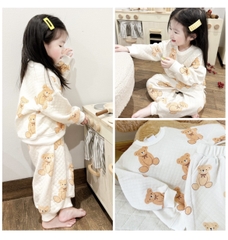 BN95- Bộ nỉ trần bông GẤU NƠ trẻ em VNXK