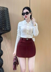 SET412-SET ĐỒ NỮ ÁO LEN THÊU PHỐI CHÂN VÁY ĐỎ