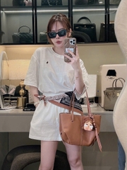 Set707- Set đũi trắng cộc tay 2 lớp tặng kèm khăn