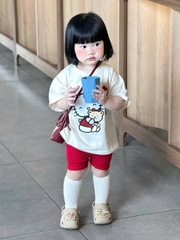 BT838-Bộ áo thun cộc kitty đỏ trắng bé gái 9-26kg