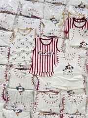 CB313- Combo 3 bộ cover Honey  cotton viền đỏ balo quần cộc