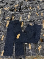 Quan056- quần suông Jeans  kẻ xanh chất mềm tem mác da