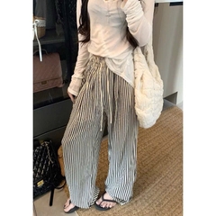 QUAN024- quần suông kẻ đen ống 28, dài 103cm chất lien ko nhăn