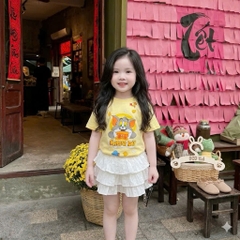 A538-Áo thun vàng Tom và Jerry mặc đôi mẹ con vải cotton mát
