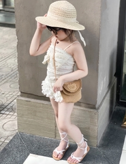 SETKID041-(8-30kg)Set ren dây nơ ngực bé gái hàng thiết kế loại đẹp