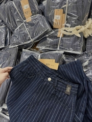 Quan056- quần suông Jeans  kẻ xanh chất mềm tem mác da