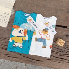 BT899-combo 2 áo thun XANH-TRắng chất cotton loại đẹp
