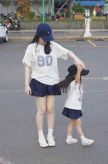 set997- Set mẹ con trắng CV xanh in số 90