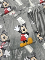 Set703-Set mặc nhà dài tay thu đông vải tăm mickey xám