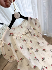 SET964-  Bộ pijama cộc tay đũi hoa nhí mát