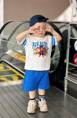 BN092- Bộ PAW trắng xanh áo cottn mix quần cua