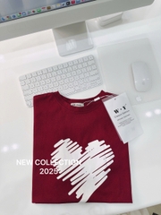 A189-Áo thun suông cộc tay đỏ trái tim