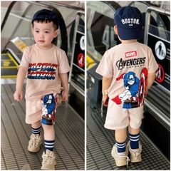 BT158-Bộ áo cotton CAPTAIN màu hồng ruốc mix quần nỉ cua