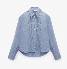 🌿 ☘️A187-  ÁO SƠ MI KẺ  XANNHKHÂU ĐÁ full tem 🌺