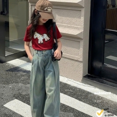 BT828-Áo cotton đính ngựa nổi trẻ em 2 màu trắng-đỏ