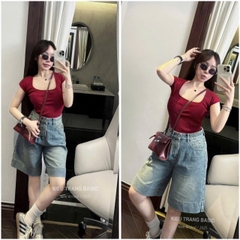 QUAN028-Quần jean đùi ống rộng