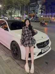 SET260- Set kẻ dài tay áo suông mix CV bồng có lót quần đai rời