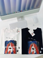 ☘️A180- ÁO PHÔNG ZR CHÓ ĐỎ 2 MÀU ĐEN TRẮNG☘️