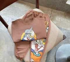 BN189-Bộ nỉ bông THỎ TAI DÀI màu nâu bé trai VNXK