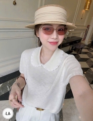 A347- Áo len Mongtoghi viền ren 4 màu tag kim loại