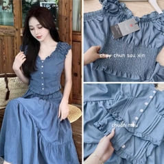 SeT982-set bồ giấy màu xanh CV mid chạy chun form thiết kế