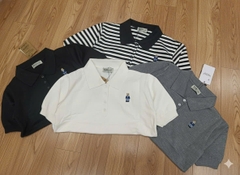 A471- Áo len dệt kim cộc tay cổ bẻ thêu gấu 4 màu hàng nhà máy đủ tem mác