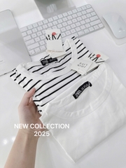 CB209-Set 2 áo thun côc tay trắng đen ZR