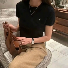 A481- áo len dệt kim cổ tròn 4 màu thêu full tem mác