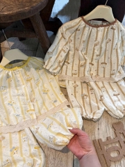 BT1015-Combo 2 bộ pijama dài tay bé gái