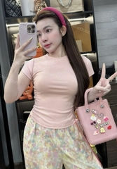 Set759-Bộ mặc nhà áo thun cộc tay phối quần dài hoa 2 màu