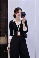 A728- Áo thun díp dài tay phối cổ sơmi