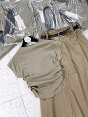 Set730- Set áo tăm nâu mix CV xoè dài tặng kèm